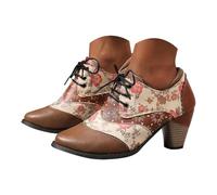 Generisch Women's Sexy Red Ankle Boots Block Heel High Heel Short Boots Nurse Shoes Women 38, khaki, 7 UK