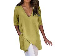 Generisch Women's Shirt Short Sleeve Casual Blouse Tunic Leopard Leggings Children, yellow, M