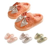 generisch Women's Shoes 38 Women's Slippers with Fluffy Bow Winter Elegant Cosy Plush Slippers with Faux Fur Lining Gift for Women Ladies Platform Shoes Silver, orange, 8 UK