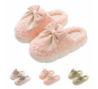 generisch Women's Shoes 38 Women's Slippers with Fluffy Bow Winter Elegant Cosy Plush Slippers with Faux Fur Lining Gift for Women Ladies Platform Shoes Silver, red, 6 UK