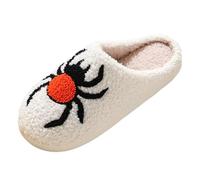 Generisch Women's Shoes 40 Pairs Men Women Halloween Slip-On Shoes Furry Flat Home Winter Round Toe Keep Warm Cartoon Prints Slippers Shoes Ladies Shoes Wedding Shoes, black, 12 UK