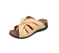 generisch Women's Shoes Moccasin Women Beach Slope Heel Slippers Hollow Casual Slippers Slope Bottom Shoes Retro Sandals Sneaker Shoes Women Black with Zip, yellow, 7 UK