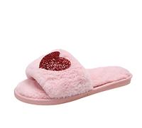 Generisch Women's Shoes Size 9 Women's Winter Flat Intdoor Decorated Heart Shoes Fashion Slippers Casual Breathable Women's Slippers Women's Shoes Sporty, pink, 4 UK