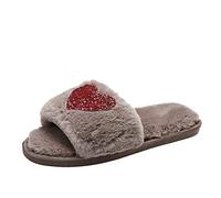 Generisch Women's Shoes Size 9 Women's Winter Flat Intdoor Decorated Heart Shoes Fashion Slippers Casual Breathable Women's Slippers Women's Shoes Sporty, khaki, 4 UK