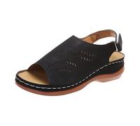 Generisch Women's Shoes Spring Women's Sandals Spring and Simple Hollow Fish Mouth Lightweight Roman Shoes Breathable Thick Sole Beach Holiday Wedge Heel Leisure Sandals Shoes Ankle Boots, black, 2