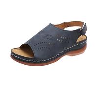 Generisch Women's Shoes Spring Women's Sandals Spring and Simple Hollow Fish Mouth Lightweight Roman Shoes Breathable Thick Sole Beach Holiday Wedge Heel Leisure Sandals Shoes Ankle Boots, blue, 2/2.5