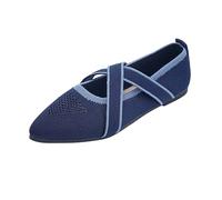 Generisch Women's Shoes Summer Comfortable Fashion Casual Slipper Breathable Mesh Pointed Toe Strap - Flat Loafers for Everyday Wear, navy, 7 UK