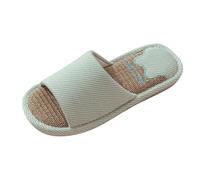 Generisch Women's Shoes Wedge Heel Worn Flip Flops Flax Slippers Indoor Bedroom Four Seasons Linen Slippers for Men S Shoes Women Boots, Green, 6 UK