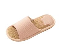 Generisch Women's Shoes Wedge Heel Worn Flip Flops Flax Slippers Indoor Bedroom Four Seasons Linen Slippers for Men S Shoes Women Boots, pink, 8 UK