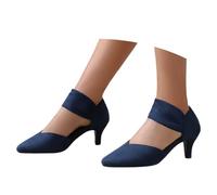 Generisch Women's Shoes Winter Pointed Lace Block Heel for Women in Solid Colour Shoes Women Elegant Dark Green, blue, 4 UK