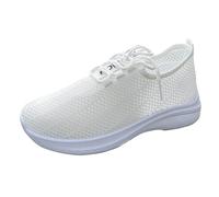 Generisch Women's Shoes with Heel, Women's Explosion Sports Shoes, Female Breathable Mesh Hugh, Medium and Older, Lightweight Soft Sports Shoes, Women's Shoes with Heel 41, White, 8 UK