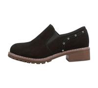 Generisch Women's Shoes with Thick Heel, Robust Sole - Fashionable Short Boots for Outdoor Use, One Foot Embellished, black, 8.5 UK