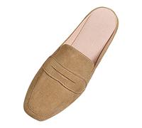 Generisch Women's Shoes Women's Spring Summer Flat Half Slippers Plain Casual Shoes, khaki, 6 UK