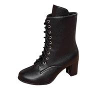 Generisch Women's Short Shaft Comfortable Ankle Boots Latin Laces Closed Salsa Tango Modern Jazz Ballroom Performance Dance Shoes Women's Boots Leather Boots Ankle Boots, black, 8 UK