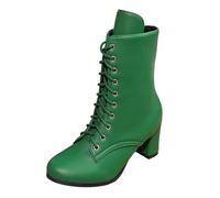 Generisch Women's Short Shaft Comfortable Ankle Boots Latin Laces Closed Salsa Tango Modern Jazz Ballroom Performance Dance Shoes Women's Boots Leather Boots Ankle Boots, Green, 8 UK