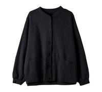 Generisch Women's Short Sweatshirt Coat Early Autumn Lightweight Cardigan Top Soft Casual Jumper Modern Casual Jacket, black, XXL