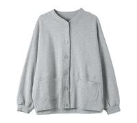 Generisch Women's Short Sweatshirt Coat Early Autumn Lightweight Cardigan Top Soft Casual Jumper Modern Casual Jacket, gray, XL