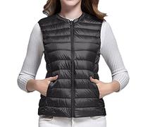 Generisch Women's Short Winter One Morality Warm V-Neck Thin Down Vest Inner Riding Jacket Women, black, L