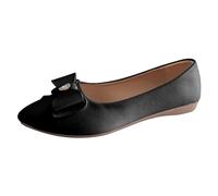 Generisch Women's Single Shoes Large Size Simple Pure Color Bow Rhinestone Low Heel Flat Bottom Slipper Comfortable Casual Shoes Elegant Everyday, black, 9 UK