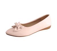 Generisch Women's Single Shoes Large Size Simple Pure Colour Bow Rhinestone Low Heel Flat Bottom Slipper Comfortable Everyday Shoes with Elegant Rhinestone Design, beige, 6 UK