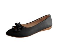 Generisch Women's Single Shoes Large Size Simple Pure Colour Bow Rhinestone Low Heel Flat Bottom Slipper Comfortable Everyday Shoes with Elegant Rhinestone Design, black, 7 UK
