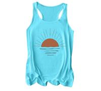 Generisch Women's Sleeveless Sun Pattern Tank Tops Basic Design Graphic Print for Everyday & Leisure Easy Care Versatile Can Be Combined with Jeans Comfortable Fit in Spring as well as, sky blue, M