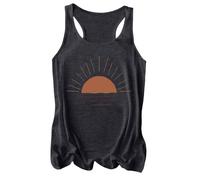Generisch Women's Sleeveless Sun Pattern Tank Tops Basic Design Graphic Print for Everyday & Leisure Easy Care Versatile Can Be Combined with Jeans Comfortable Fit in Spring as well as, gray, M