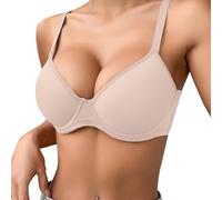 Generisch Women's Slim, Plain, Comfortable, Breathable, Underwire, Three-Row Push up Bra, Light Pink, 30B