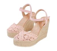 Generisch Women's Slim Sandals with Side Cut-Out and Buckle - Fashion Summer Sandals Woven Material Women's Shoes 40 Sneakers, pink, 7 UK