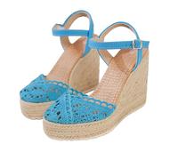 Generisch Women's Slim Sandals with Side Cut-Out and Buckle - Fashion Summer Sandals Woven Material Women's Shoes 40 Sneakers, blue, 4 UK