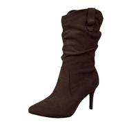 Generisch Women's Slip-On Boots with Heel, High Heels Elegant Stiletto Faux Leather Pumps Casual Comfortable Half Boots Chelsea Boots Slip-On Heel Boots Lace Women's Boots for Autumn Winter Outdoor