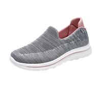 Generisch Women's Slip-On Trainers, Plaited, Breathable, Lace-Free, Hands-Free, Trainers, Air Cushion, Non-Slip, Lightweight, Jogging Shoes, Z1 Hell Ashy, 7 UK
