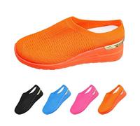 Generisch Women's Slip On Trainers with Wedge Heel Orthopaedic Shoes, Knitting, Breathable, Lightweight, Running Shoes, Slip-on, Casual, Soft Sole, Comfortable, Memory Foam, Clogs & Mules, orange, 8