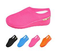Generisch Women's Slip On Trainers with Wedge Heel Orthopaedic Shoes, Knitting, Breathable, Lightweight, Running Shoes, Slip-on, Casual, Soft Sole, Comfortable, Memory Foam, Clogs & Mules, Pink, 8 UK