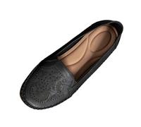 Generisch Women's Slippers Leather Summer Boat Shoes Classic Lightweight Casual Shoes Flat Ballet Flats Slip-On Shoes Casual Non-Slip Low Shoes Flexible Elegant Hiking Shoes, black, 2/2.5 UK