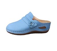 Generisch Women's Slippers, Mules with Wedge Heel, Summer Closed Front Slippers, Flower Slippers, Platform Casual Shoes, Comfortable Outdoor Shoes, Wear-resistant Beach Shoes, sky blue, 4 UK