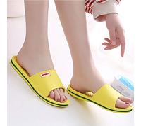 Generisch Women's Slippers, Non-Slip Sole, Slippers, Mules, Wide H Slippers, Bathroom Slippers, Flat Slippers for Wide Feet, Waterproof, Sliders, Peep Toe Slides, yellow, 4 UK