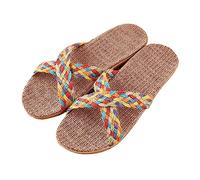 Generisch Women's Slippers Shoes Summer Braided Linen Slippers Summer Flat Slides Linen Braided Summer Shoes Breathable Slippers Comfortable Slide Anti Sweat Slippers Bohemian Shoes, purple, 12 UK