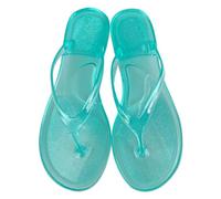 Generisch Women's Slippers Slides Elegant Summer Transparent Jelly Crystal Flat Bottom Toe Flip Flops Beach Sandals Sport Non-Slip Mint Green 7 UK