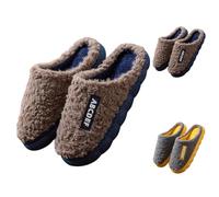 Generisch Women's Slippers Suede Slippers Winter Plush Felt Slippers Warm Slippers Soft Comfortable Guest Slippers Unisex Slippers Non-Slip Cotton Slippers Multicoloured Hut Shoes, gray, 10 UK