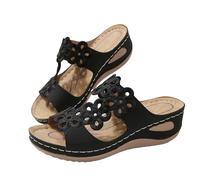 Generisch Women's Slippers Summer Fashion Fish Mouth Cover Foot Wedge Heel Casual Slippers Shoes Women Waterproof, black, 7 UK