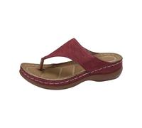 Generisch Women's Slippers Summer Heel Thick Bottom Flip Flops Beach Slippers Open Toe Sandals Slip On Slippers Holiday Slippers Leisure Shoes Lightweight Beach Sandals Flip Flops, red, 4 UK