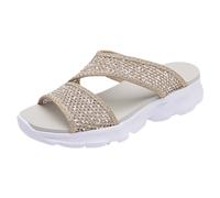 Generisch Women's Slippers, Summer Mesh Beach Slip-On Sports, Hollow Casual Open Point, Flat Soft Base, Breathable Shoes, Sandals, Slippers, khaki, 7 UK