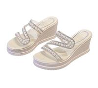 Generisch Women's Slippers Wedge Heel Fashionable Thick Sole Platform Shoes One Word Casual Slippers Women's Shoes 43, pink, 5 UK