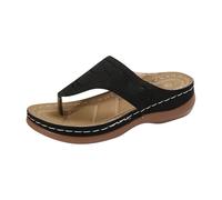 Generisch Women's Slippers Wedge Heel, Thick Sole Flip Flops Beach Shoes Trainers Black Elegant, Flip Flops Women 38, Plain Closed Non-Slip Trekking Shoes, black, 5 UK