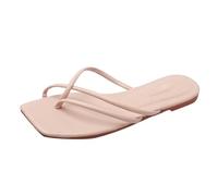 Generisch Women's Slippers with a Single Strap, Flip Flop, Plain Cross Strap, Open Toe, Toe Sandals, Women's Leather, Casual Flat Bottom and Thin Strap Shoes, pink, 8 UK