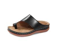 Generisch - Women's slippers with toe post design, ideal for beach, leisure trips, comfortable massage insole for all-day wear, lightweight slippers for holidays, everyday wear, black, 5 UK