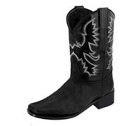 Generisch Women's Snip Toe Cowboy Embroidered Western Boots Ankle Boots Western Boots Calf High Classic Boots with Chunky Heel Transition Boots Ankle Boots Mid-Height Western Boots, black, 5 UK