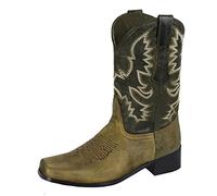 Generisch Women's Snip Toe Cowboy Embroidered Western Boots Ankle Boots Western Boots Calf High Classic Boots with Chunky Heel Transition Boots Ankle Boots Mid-Height Western Boots, khaki, 6 UK