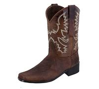 Generisch Women's Snip Toe Cowboy Embroidered Western Boots Ankle Boots Western Boots Calf High Classic Boots with Chunky Heel Transition Boots Ankle Boots Mid-Height Western Boots, brown, 8 UK